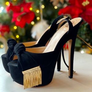 Elizabetta Franchi Sandals with Bow&Jewelery Black